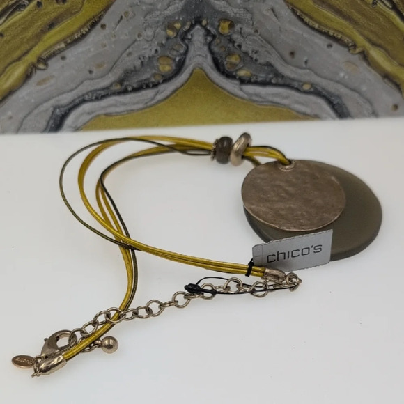 Chico's Gold and Gray Layered Pendant Necklace - Picture 4 of 5